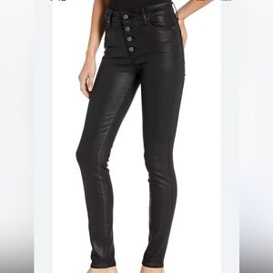 PAIGE Black Coated Hoxton Ultra Skinny Denim